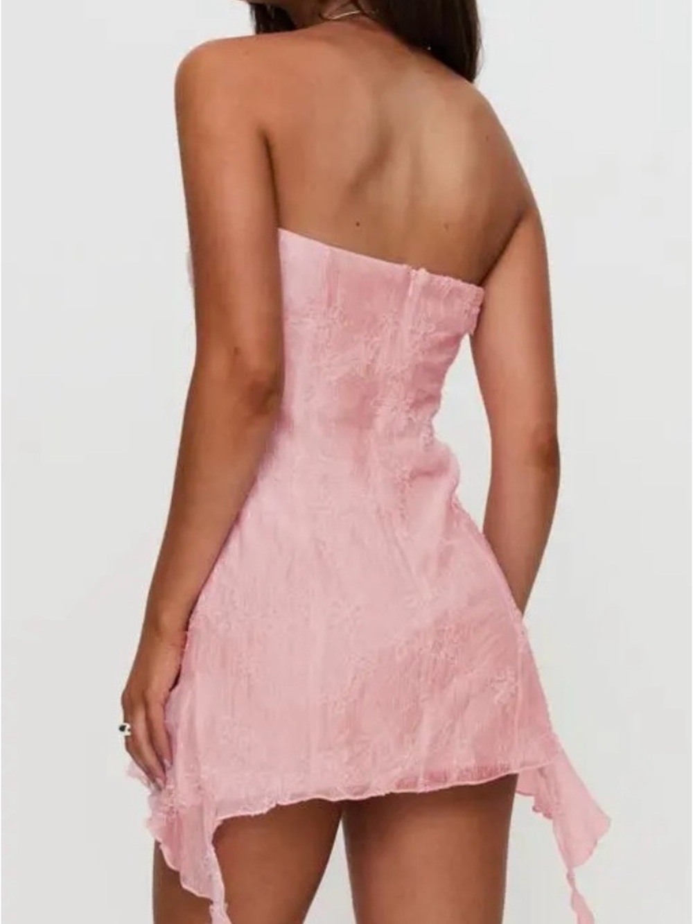 PRINCESS POLLY Tomika Floral Jacquard Strapless Mini Dress